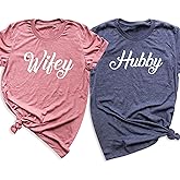Generic Unisex-Adult Couple T-Shirts, Pack of 1, Husband and Wife Shirts, Newly Married T-shirts, Just Married Shirts, Customizable Matching Couples Graphic Tees