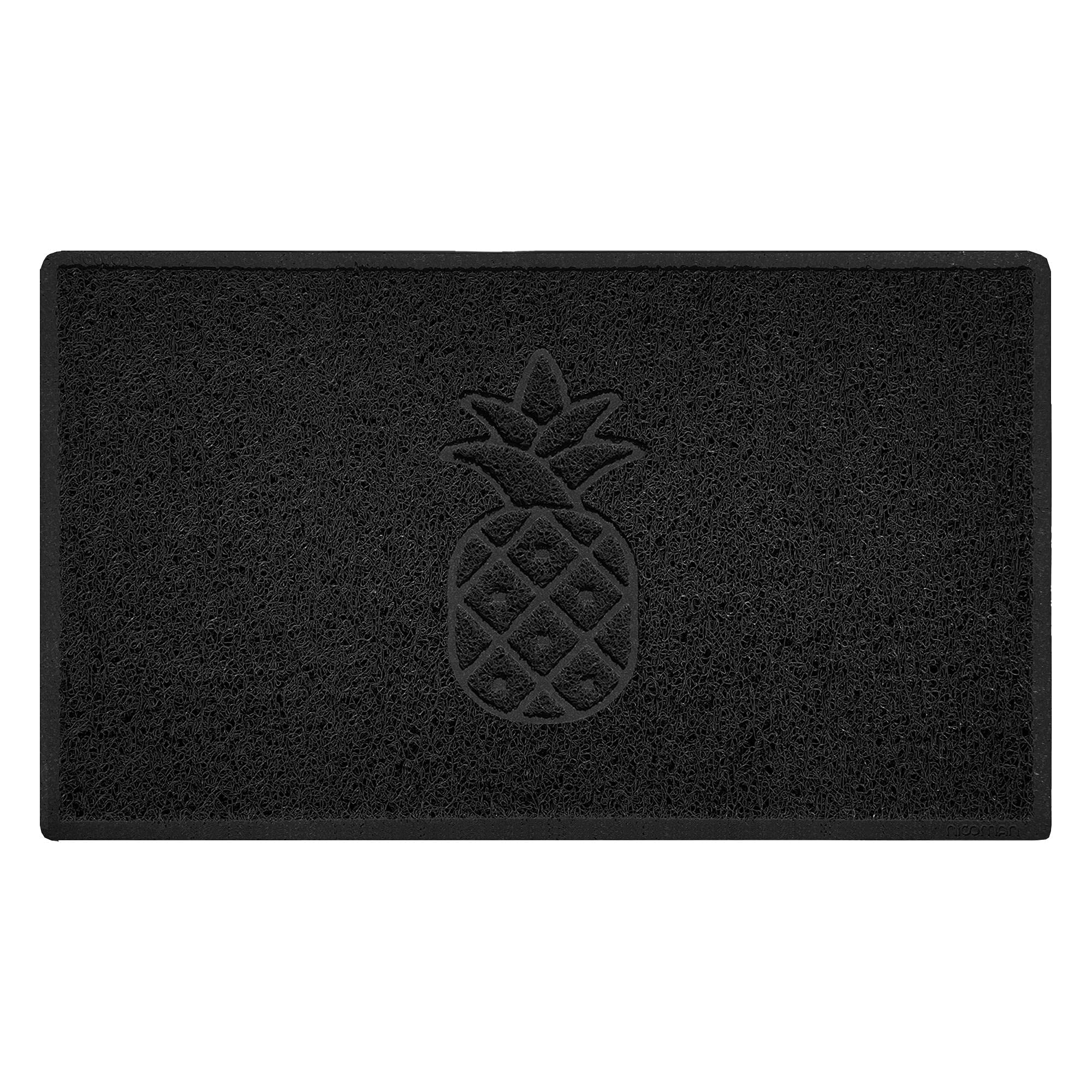 Nicoman Pineapple Embossed Shape Door Mat Dirt-Trapper Washable Barrier Doormat-(Use Indoor or Sheltered Outdoor)-(75x44cm/29.5x17.3inches,Medium) Black