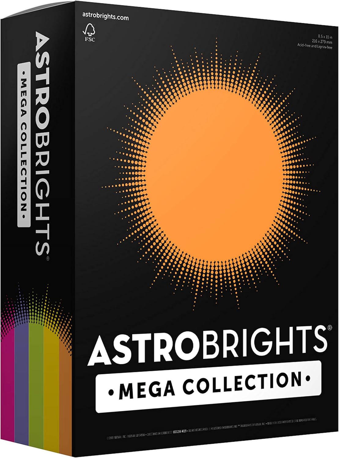 Astrobrights Mega Collection, Colored Cardstock, "Classic" 5-Color Assortment, 320 Sheets, 65 lb/176 gsm, 8.5" x 11" - MORE SHEETS! (91630) : Office Products
