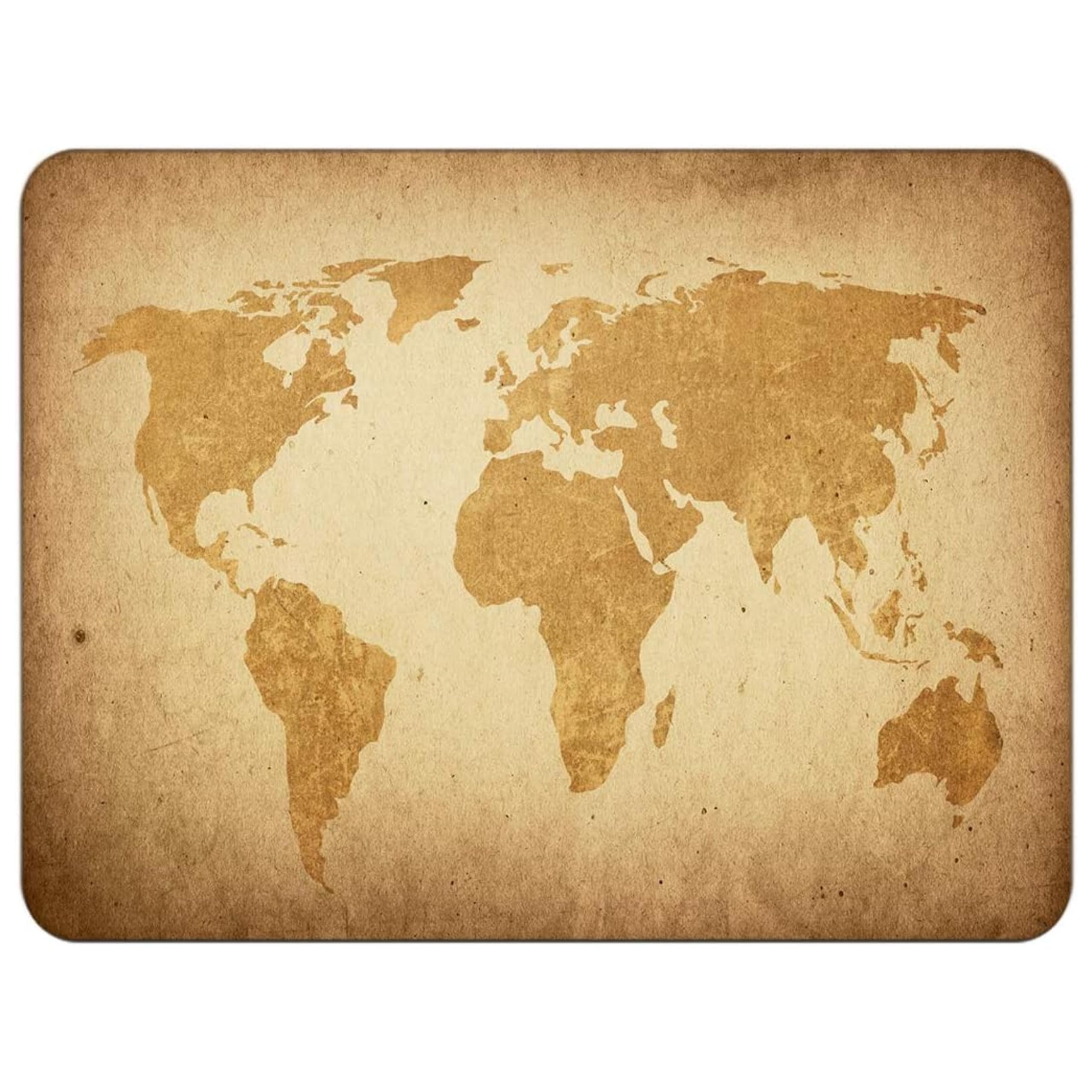Silent Monsters Mouse Mat Small 10 x 8 inches / 24 x 20 cm, Brown Global Map, Lasercut Edges, washable & rollable Mouse Pad, Gaming Home Office Mousemat, Mousepad non-slip & quiet, Desk Mat