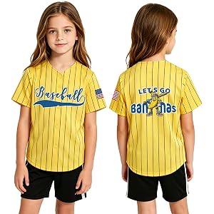 Kids Baseball Jersey Funny Fruit Graphic Baseball Team Fan Tee V Neck Button Down Game Day Top for Boys Girls