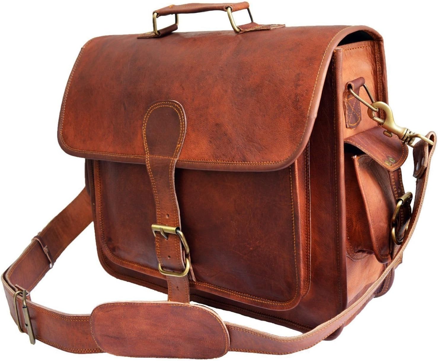 ANUENT Leather Bags Vintage Leather Laptop Bag Messenger Handmade Briefcase Crossbody Shoulder Bag (12 x 16 Inches)