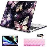 Mektron for 2025 M4 MacBook Air 13.6 Inch A3240 Case Fits 2023 A2681 M2 2024 A3113 M3 Chip with Liquid Retina Display, Printed Plastic Hard Shell Cover for MacBook Air 13.6", Glittering Butterfly