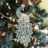 SICOHOME Peacock Christmas Ornaments - Teal Peacock Ornaments for Christmas Tree Hanging Christmas Ornaments Peacocks Decorations Keepsake Gifts for Women Girls