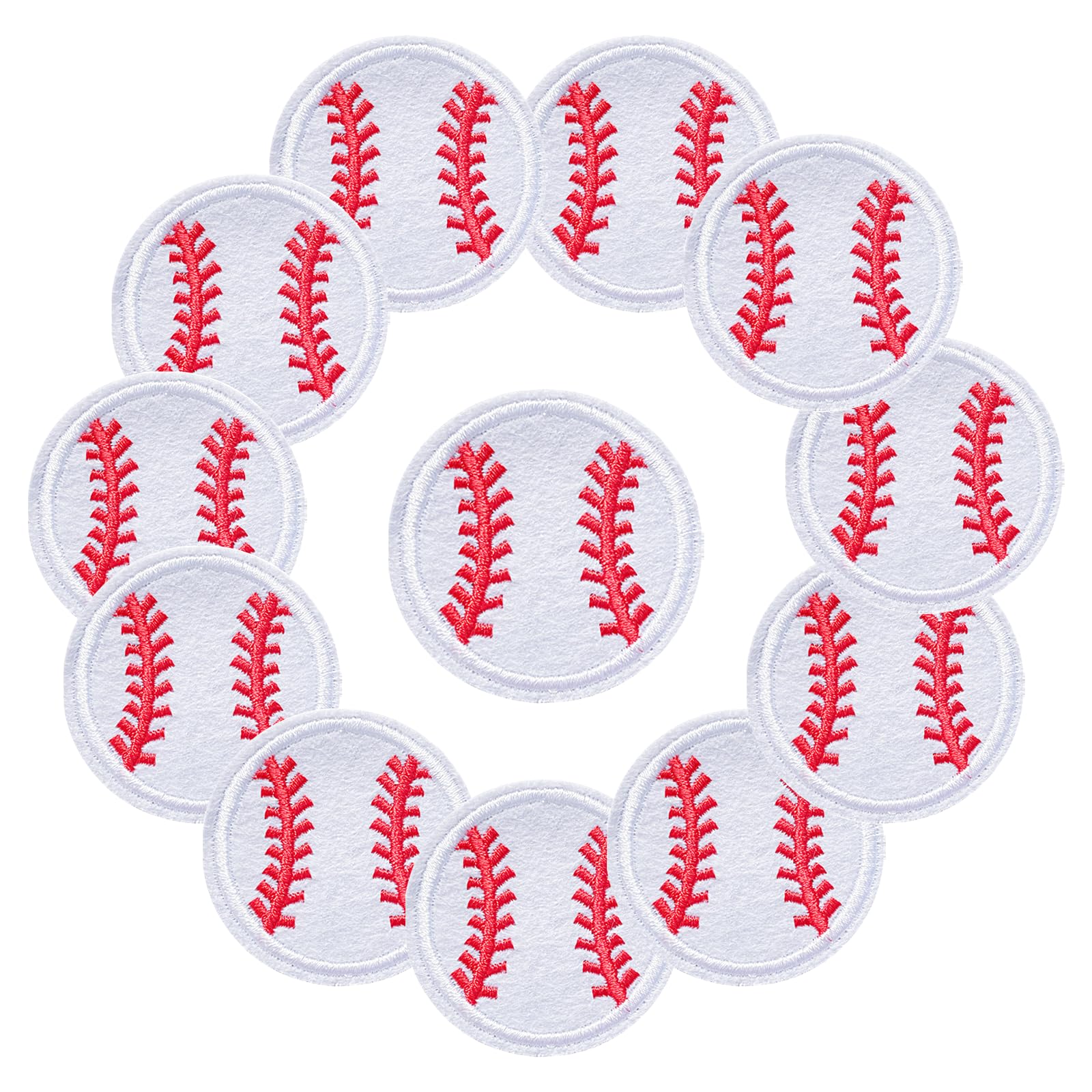 Photo 1 of 12PCS Baseball Iron on Patches, White Softball Embroidered Applique Patch, Baseball Iron on Sew on Emblem, Embroidery Patches for Clothes Backpacks Jeans Jacket Hats Bags DIY Sewing Craft Decoration