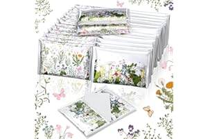 Fourluoo 50 Pack Spring Floral Pocket Tissues Individual Packs Spring Wildflower Wallet Tissue Travel Bulk 3 Ply Flower Facial Pocket Packets for Summer Wedding Birthday Party Supplies