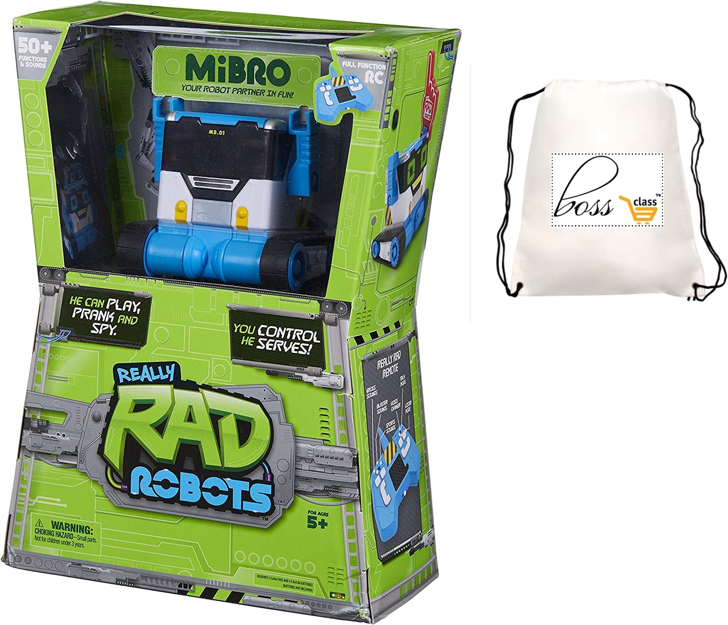POG Kids Boys (Bonus Exclusive Porte ADRESSE ) RAD Robots - Electronic Remote Control Robot with Voice Command - Built for Speed and Tricks - Turbo Bot MiBro