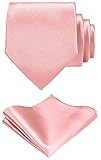 TIE G Solid Satin Color Formal Necktie and Pocket