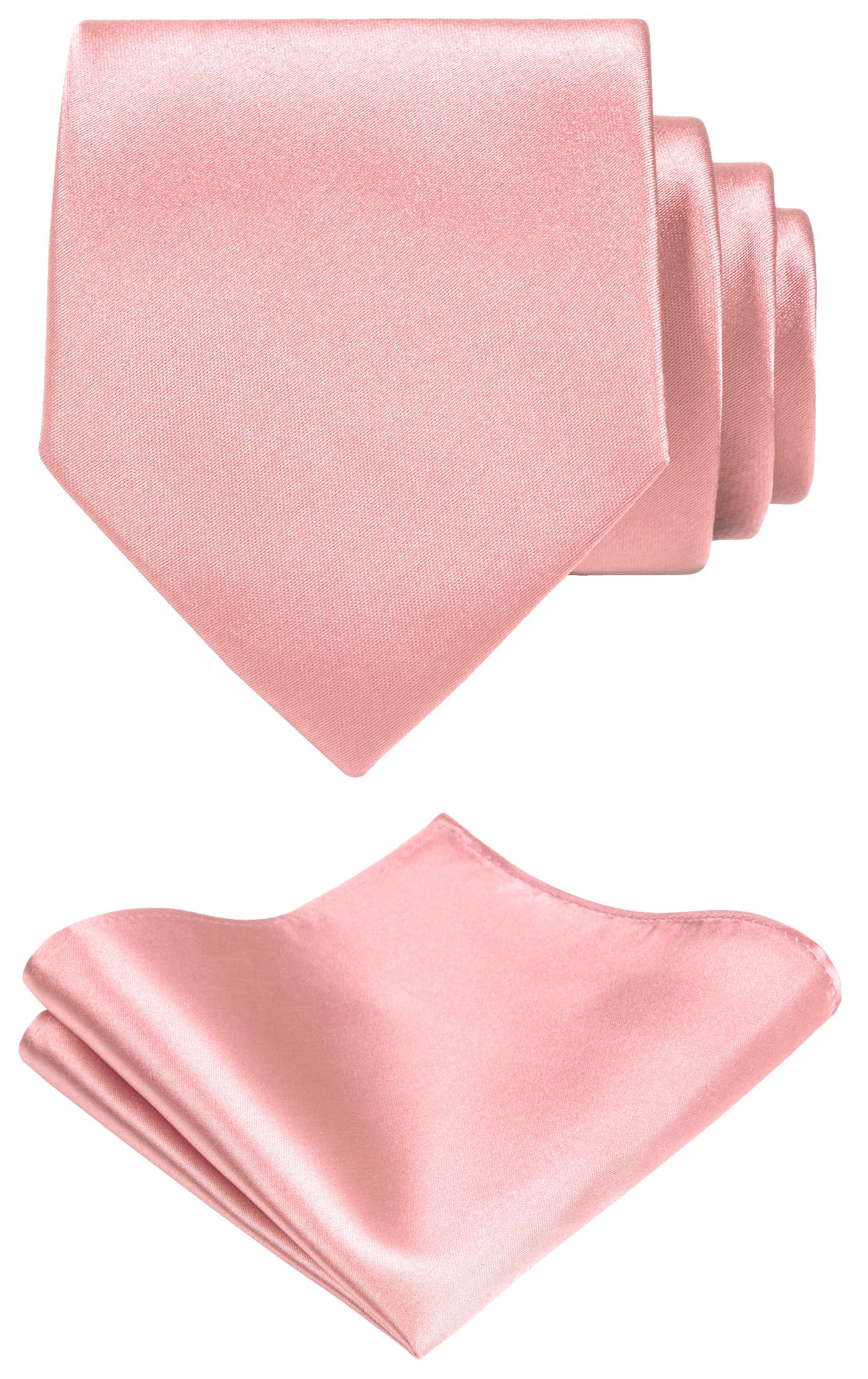 TIE G Solid Satin Color Formal Necktie and Pocket
