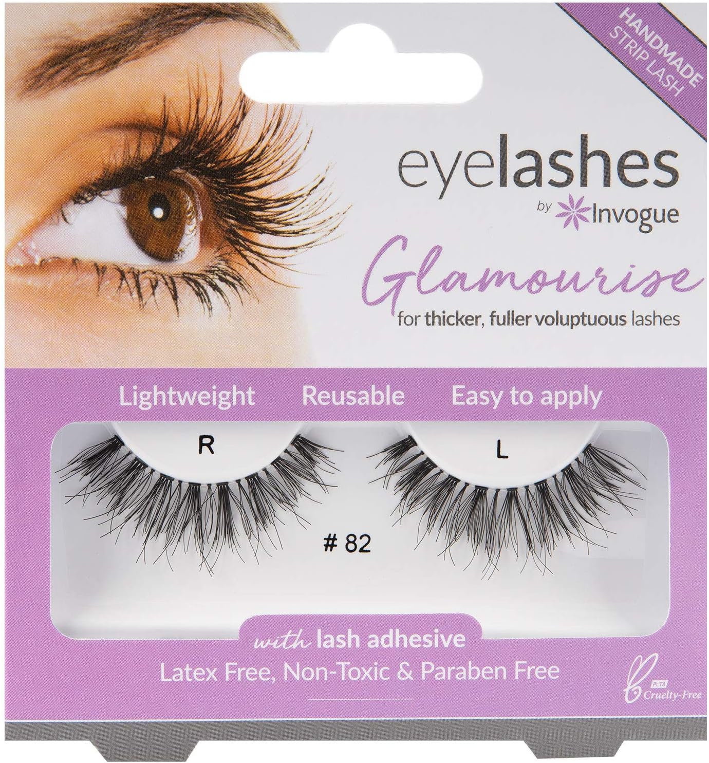 Invogue Invogue Glamourise False Eyelashes #82, Black, 1 pair (Pack of 1)