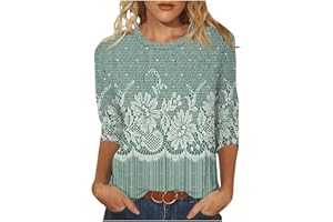BXJX 3/4 Length Sleeve Tops for Women Dressy Casual Crewneck Blouse Tops Plus Size Aztec Shirts Fall Fashion Outfits 2024