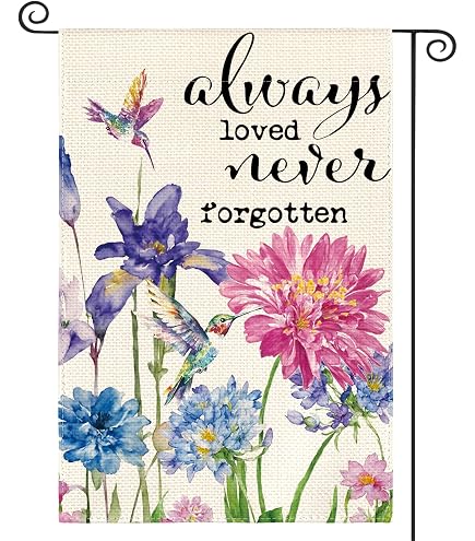 Helewilk Gedenkflagge „Always Loved Never Forgotten“ – Doppelseitig Aus Jute, 30,5x45,7 Cm, Für Garten & Zuhause