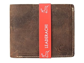 Leaderachi Zermatt Hunter Brown Leather Mens Bi-Fold Wallet
