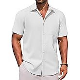 COOFANDY Men's Linen Short Sleeve Button Down Shirts Casual Summer Beach Vacation Shirts