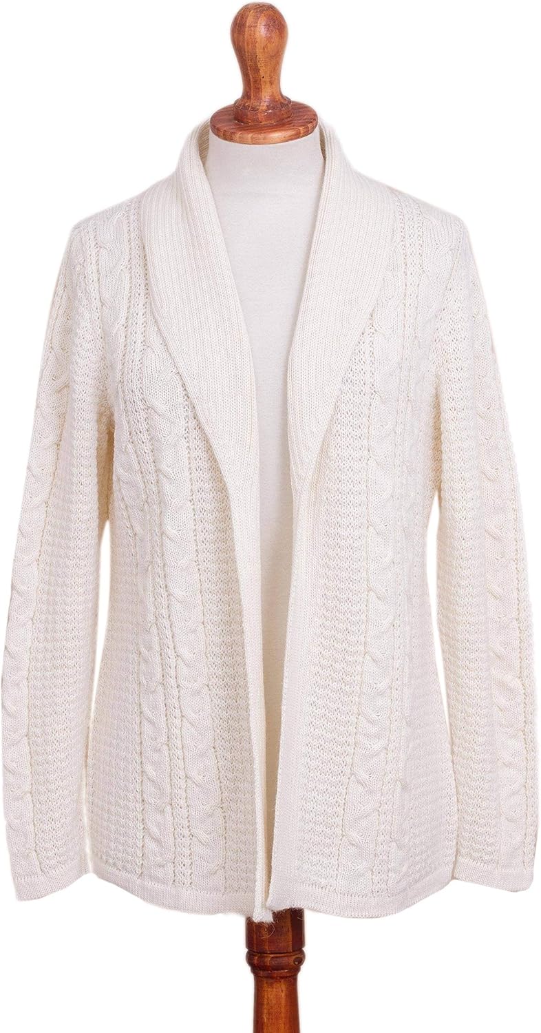 white alpaca cardigan