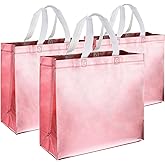 Weewooday 30 Pieces Glossy Reusable Grocery Bag Gift Bags with Handles for Wedding (Rose Gold,12.6 x 4.72 x 11.02 Inch)