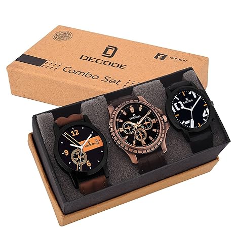 Decode Combo of 3 Fashionable Analogue Multicolor Dial Mens and Boys Watches-Combo of 3 Fashionable Watches