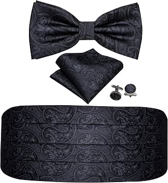 YOHOWA Men's 6-Piece Silk Waistcoat Set – Vest, Tie, Bow Tie, Pocket Square, Cufflinks & Brooch, Paisley Pattern