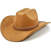 FLUFFY SENSE. Cowboy Hat for Women and Men with Shapeable Wide Brim - Felt Cattleman Western Hats for Cowboys and Cowgirls