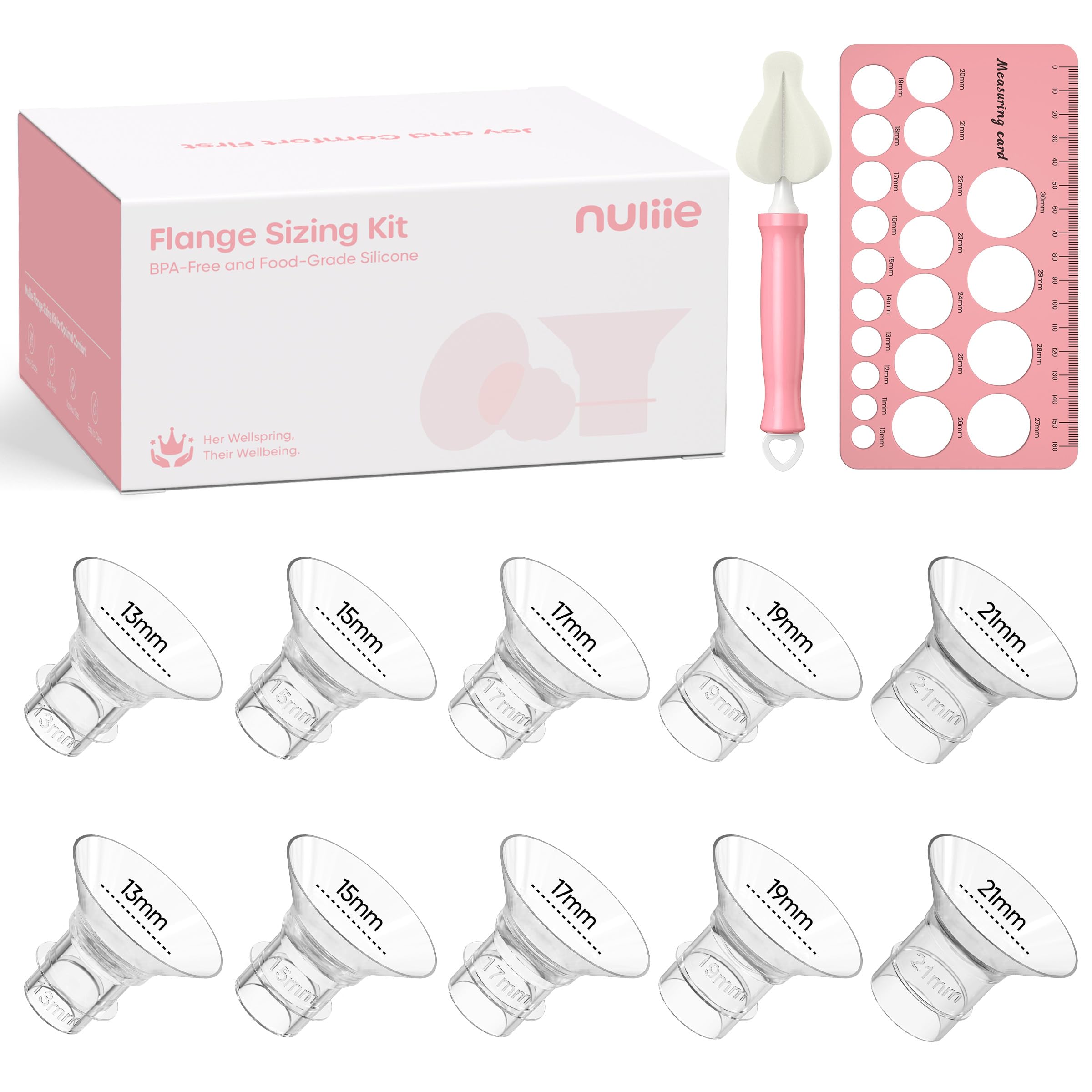 Nuliie Silicone Flange Inserts 13/15/17/19/21mm 10PCS for 24mm Breast Pump