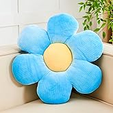 Kcvvcr Blue Flower Pillow, 14.9" Cute Flower Shaped Floor Pillow, Aesthetic Floral Plush Daisy Decorative Throw Pillows for Bed Sofa Couch