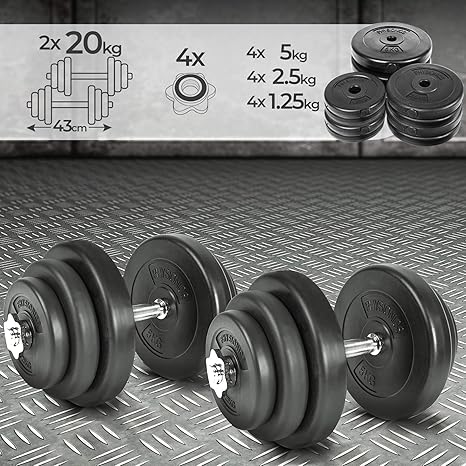 Physionics Juego de 2 Mancuernas de Fitness de 40 kg (2 x 20 kg ...