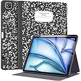 Supveco Case for iPad Air 13 Inch (M3) 2025/(M2) 2024 with Pencil Holder,Premium Folio Stand Case with Soft TPU Back Cover,and Auto Wake/Sleep-Book