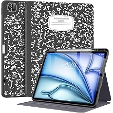 Supveco Case for iPad Air 13 Inch (M3) 2025/(M2) 2024 with Pencil Holder,Premium Folio Stand Case with Soft TPU Back Cover,an