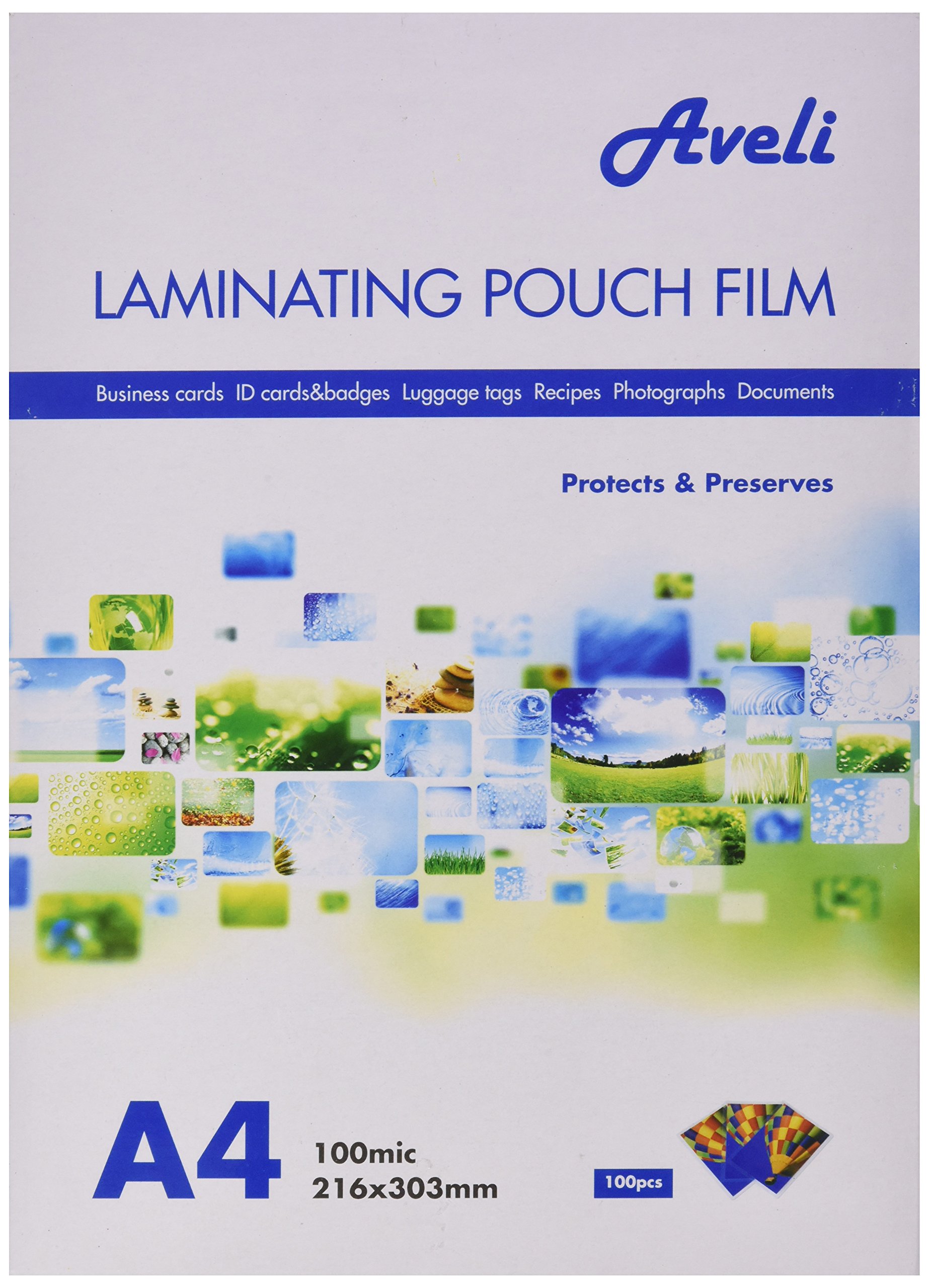 Aveli Laminating Pouch Film with 200 (2 x 100) Micron Thickness (Pack of 100, A4) - Transparent