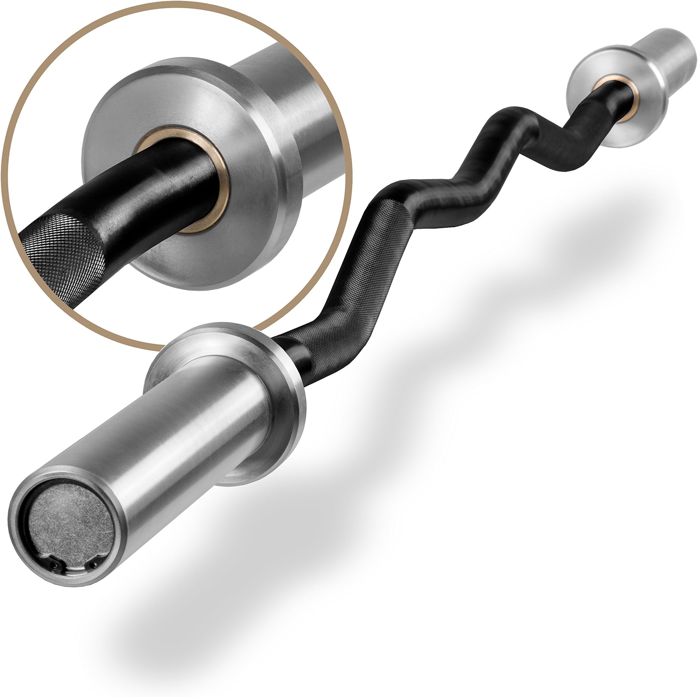 XMark Commercial Hard Chrome Olympic EZ Curl Bar Brass Bushings, Medium Knurling, 400 lb. Capacity, Olympic Weightlifting Bar, Olympic Curl Bar, Triceps Press, Preacher Curls, Bicep Curl