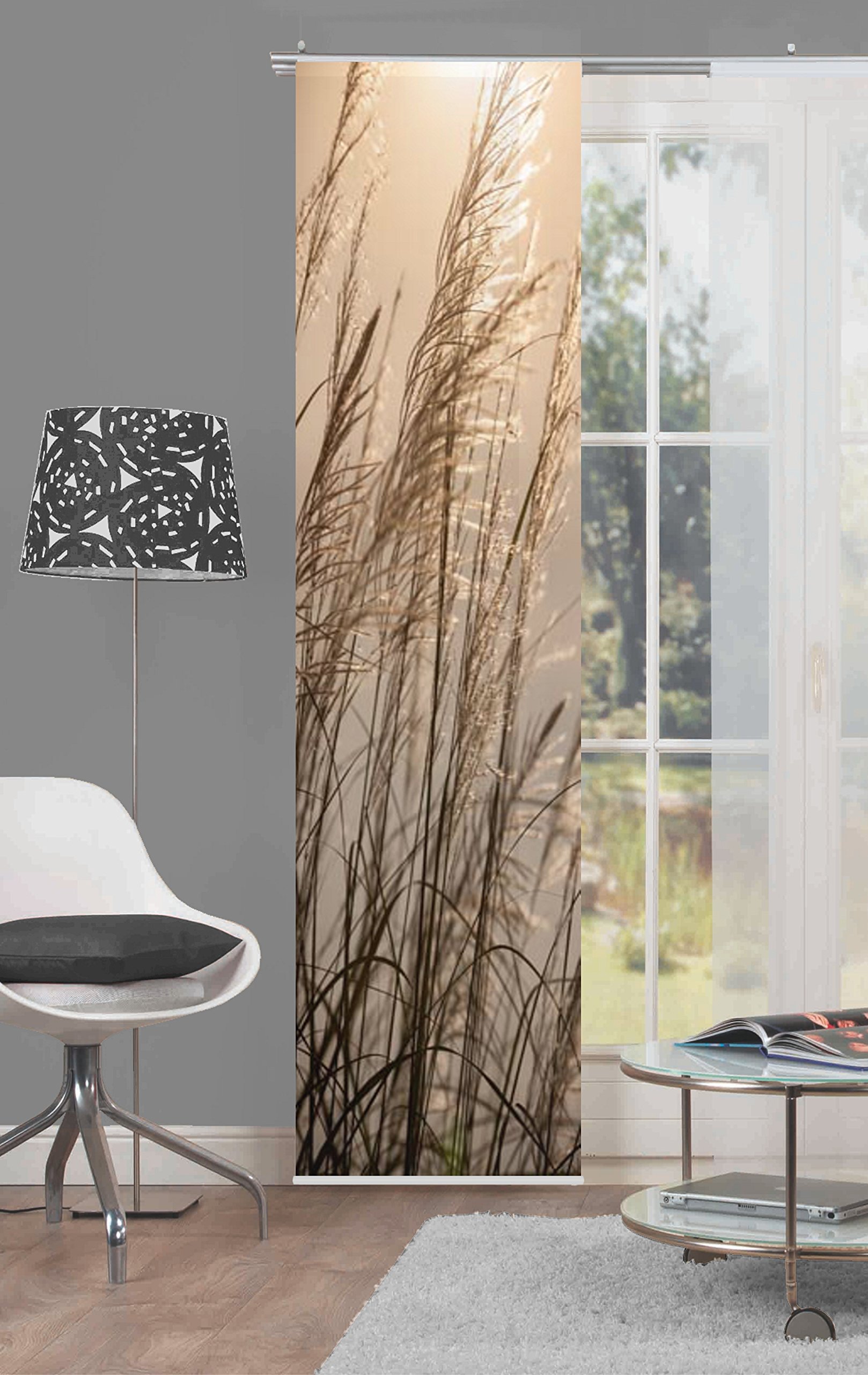 Home Fashion Caruso Panel Curtain Digital Print Fabric Natural 245 x 60 cm