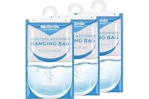 Hanging Moisture Absorbers 3 Pack Net Wt. 17.5oz/Pack, Fragrance Free Closet Dehumidifier Bags, Odor Eliminator & Humidity Ab
