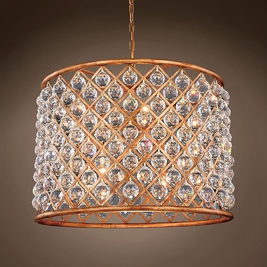 Crystal Grid 8 Light 27 5 Antique Gold Clear Crystal Chandelier