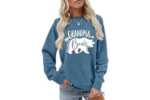 Jtvznmi Mama Grandma Sweatshirts for Women Funny Hockey Mom Cozy Pullover Tops Boy of Mom Long Sleeve Crewneck Fall Tops