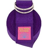 Extra-Wide 2 Inch Cotton Yoga Strap: Stretching, Physical Therapy, Exercise | Slip-free steel D-rings; adjustable; non-slip; 8 &amp; 10 ft lengths; storage bag + e-book; hamstring &amp; legs; flexibility &amp; rehab