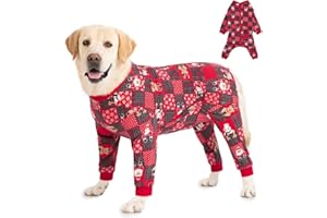 Yeapeeto Dog Onesie Surgery Recovery Suit for Large Medium Bodysuit Dogs Pajamas PJS Full Body for Shedding, Prevent Licking, Wound Protection, Cone Alternative… (Xmas Red, 7X-Large (Pack of 1))