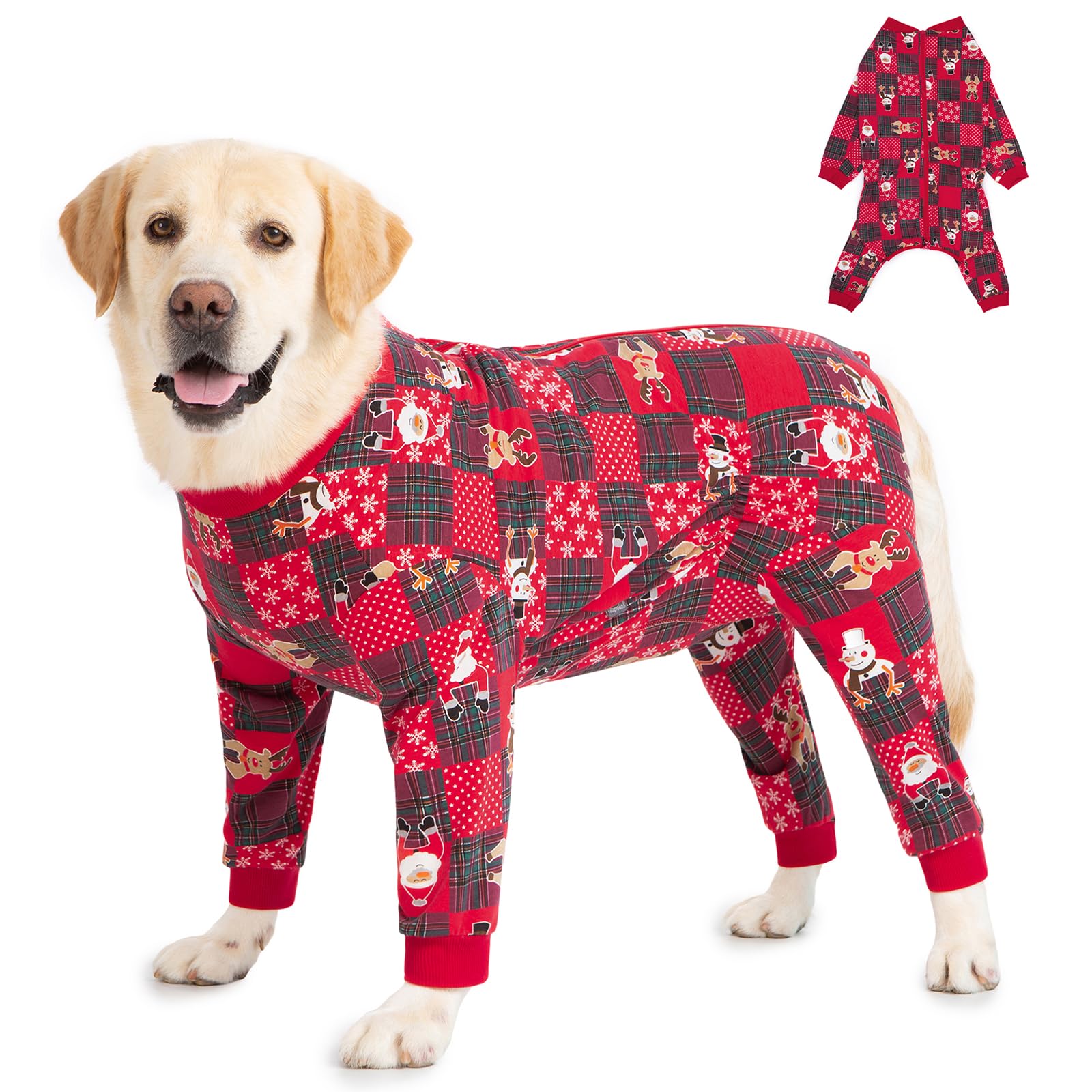 Yeapeeto Dog Onesie Surgery Recovery Suit for Large Medium Bodysuit Dogs Pajamas PJS Full Body for Shedding, Prevent Licking, Wound Protection, Cone Alternative(Xmas Red, 6XL) â image 1