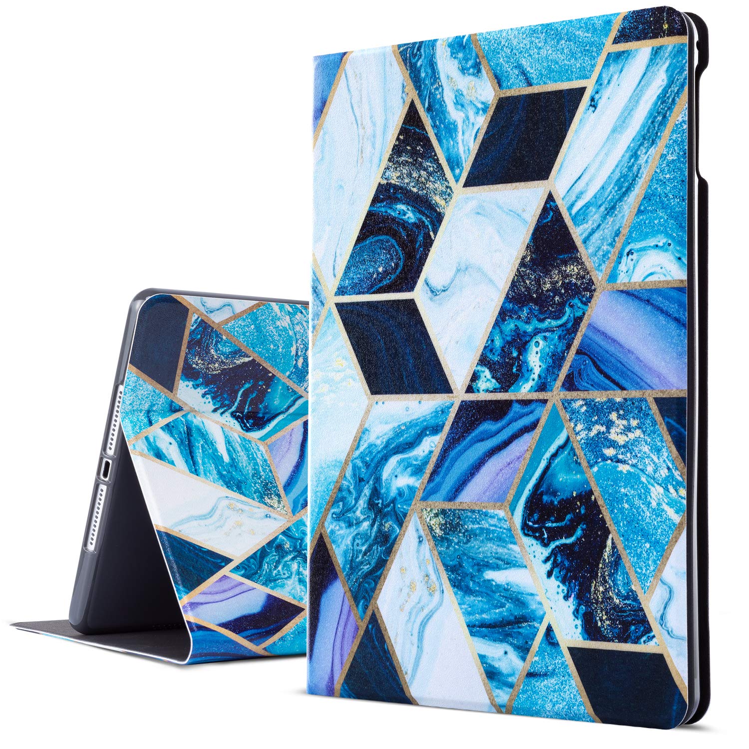 iPad Air 2 Case, iPad Air Case, iPad 9.7 Inch Case Blue Marble Protective Cover for iPad 5th/6th Generation, Multi-Angle Viewing Case with Adjustable Stand Auto Wake/Sleep Function (Marble)