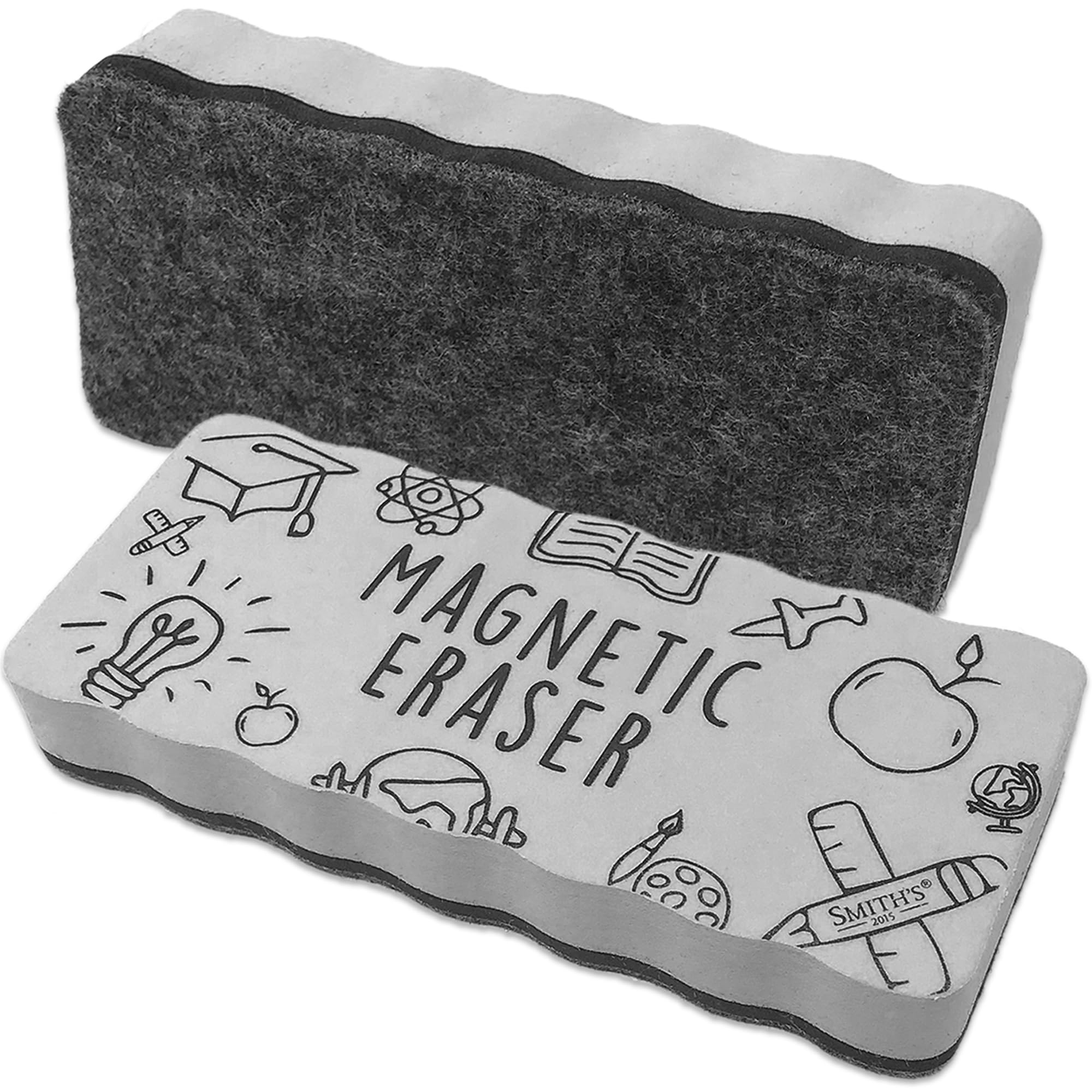 Smith’s® Large Magnetic Whiteboard Eraser | Extra-Strong Neodymium Magnet | Perfect for Home, Office & Classrooms | Size: 14.4 x 6.1 x 2.2 cm | Colour: Grey