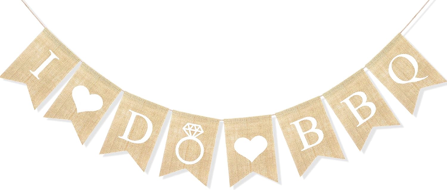 Uniwish I Do BBQ Banner Garland Wedding Engagement Bridal Shower Decorations Rustic Bride to be Sign Bachelorette Party Photo Prop