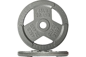 Fitvids Cast Iron 2-Inch Olympic Weight Plate for Strength Training & Weightlifting, Multiple Weights Available
