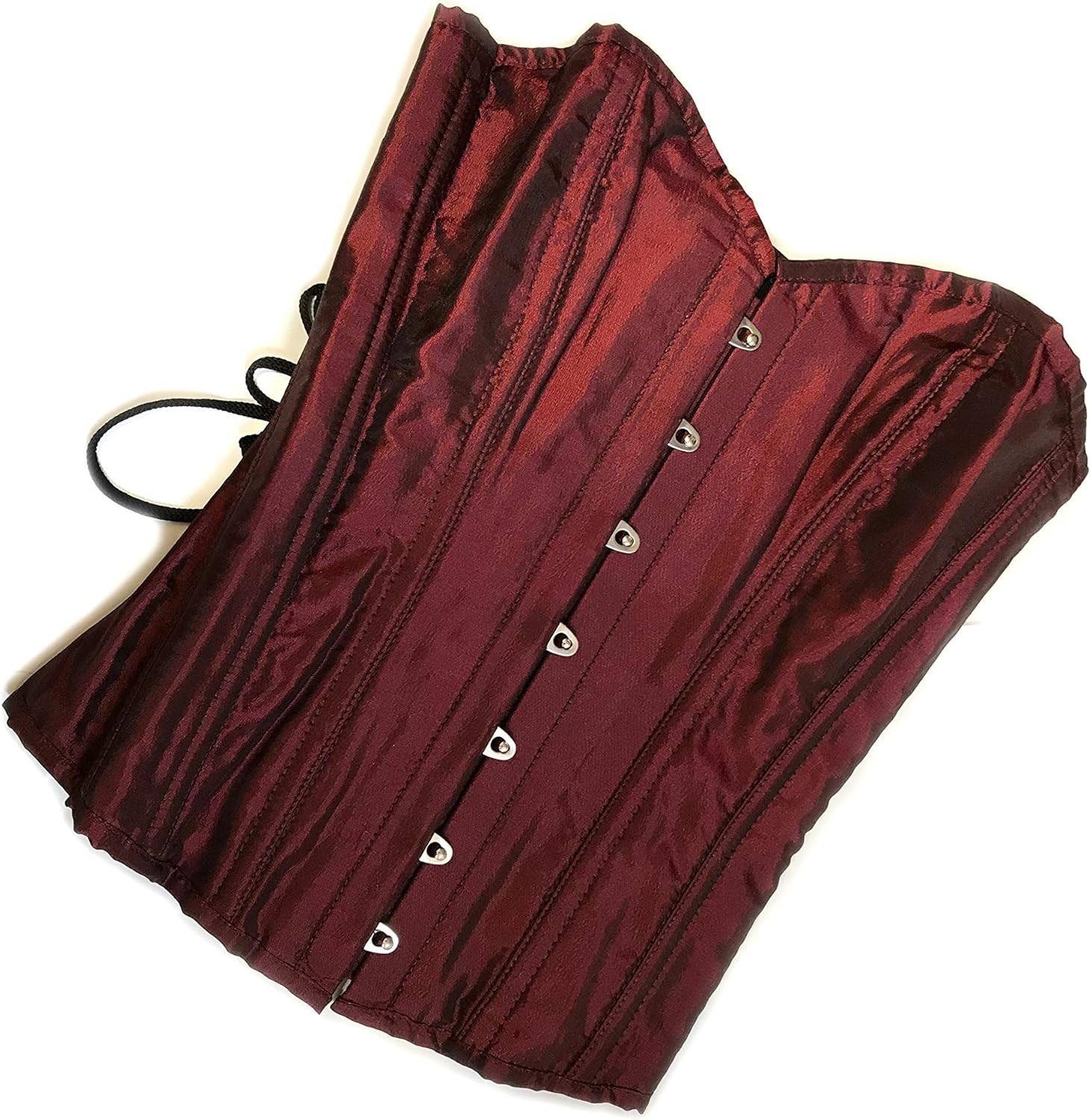 Maroon Satin Full Steel Boned Corset with Modesty Panels at Amazon
