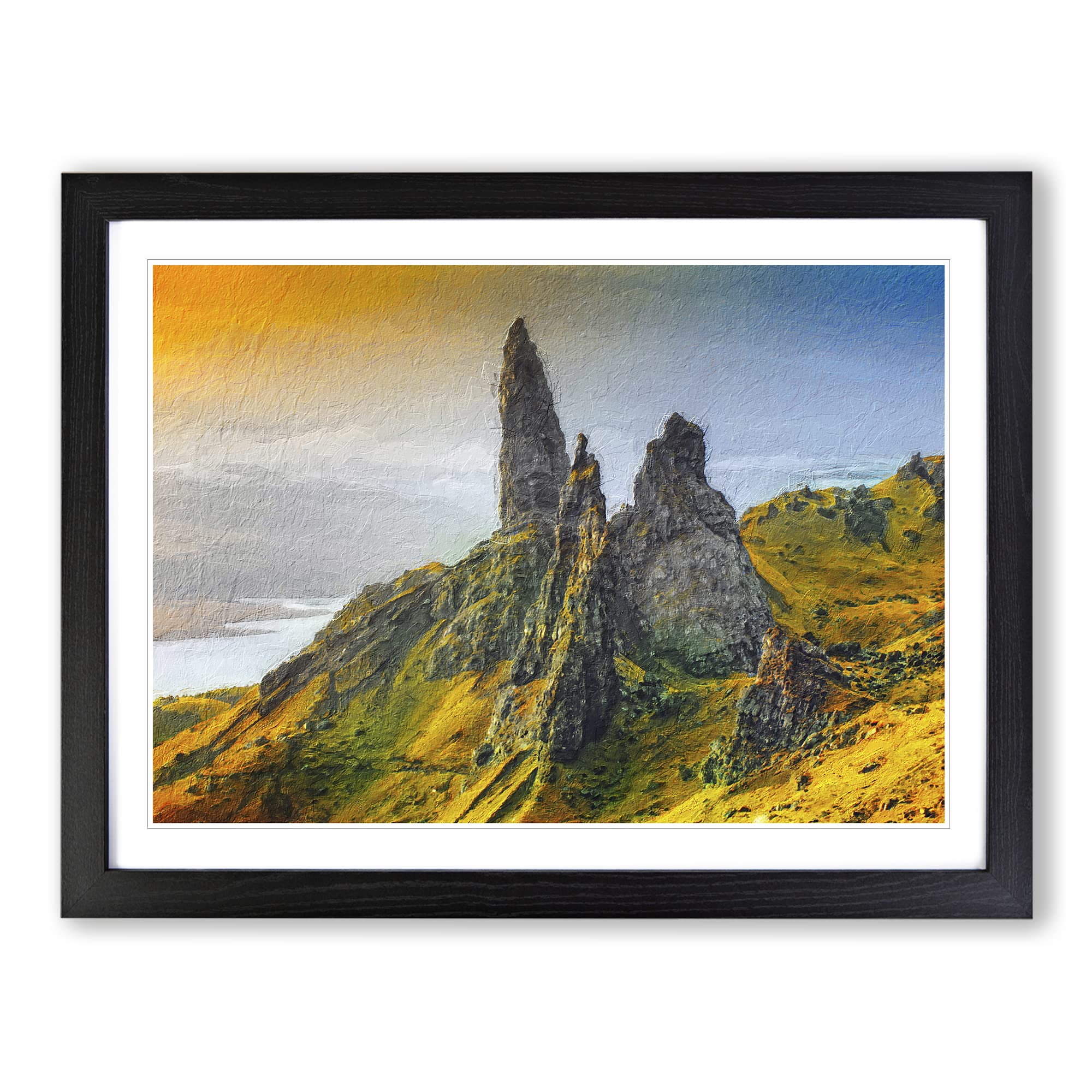 The Old Man Of Storr In The Isle Of Skye Scotland Modern Art Framed Wall Art Print, Ready to Hang Picture for Living Room Bedroom Home Office Décor, Black A3 (46 x 34 cm)