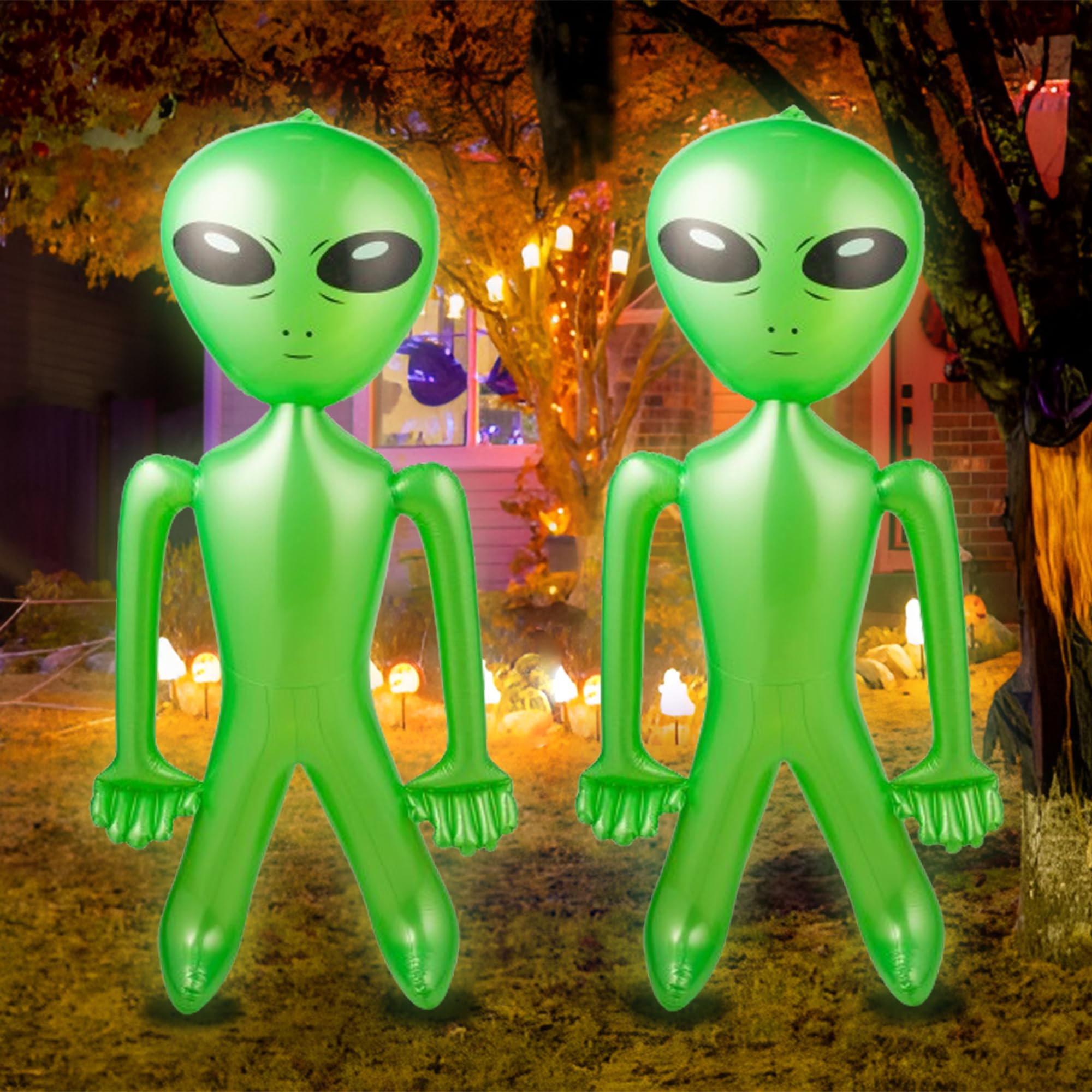 Giant Alien Inflatable - Pack of 2 - Jumbo Green Alien 60 Inch 5