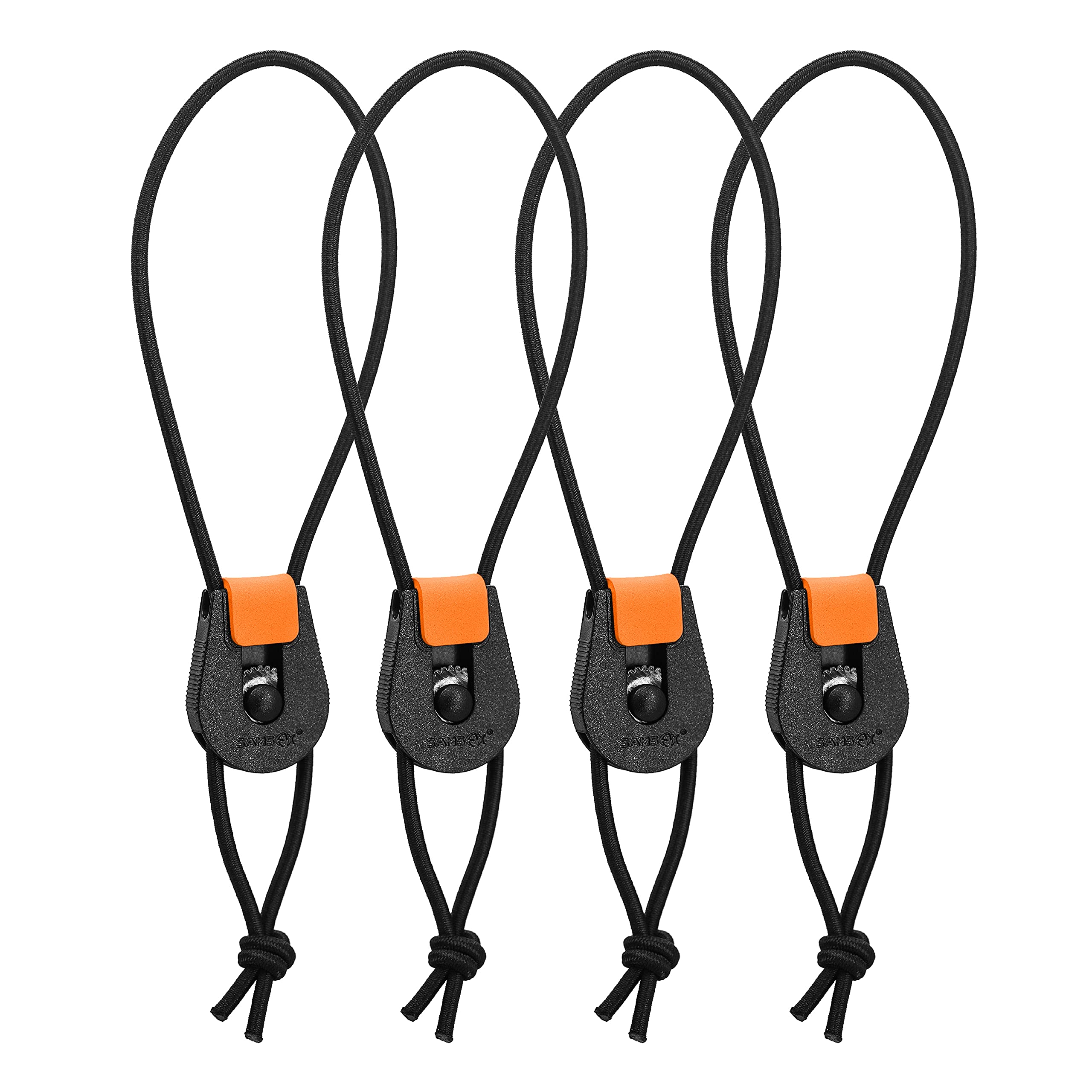 SAMSFX Fishing Quick Rod Ties Leash for Pole Holders Organizer Bunngee Cord Straps (20cm / 7.8in, Black & Orange)