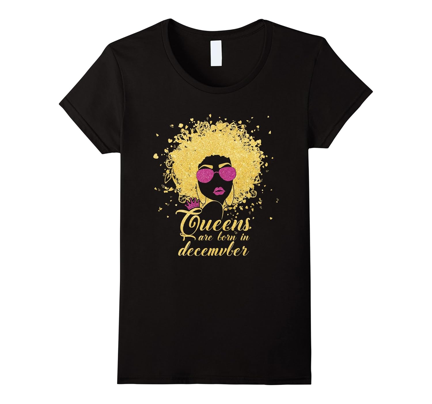 Womens Queens Are Born In December Birthday T-Shirt for Black Women-Rose