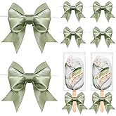 LIZLOVESS Sage Green Bows with Twist Ties 3.5 Inch Pre-Tied Double Satin Ribbon Bows for Gift Wrapping, Crafts, Wedding Decor, Treat Bags, Candy Apple, Christmas, Party Favors, Baby Shower (24 Pack)
