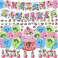 Girls of 𝖯𝗈𝗐𝖾𝗋𝗉𝗎𝖿𝖿 Birthday Party Decorations ,𝖯𝗈𝗐𝖾𝗋𝗉𝗎𝖿𝖿 Girls Birthday Party Favor with Banner, Cake Topper, Cupcake Toppers, Balloons for Boys Girls Fans Party Supplies