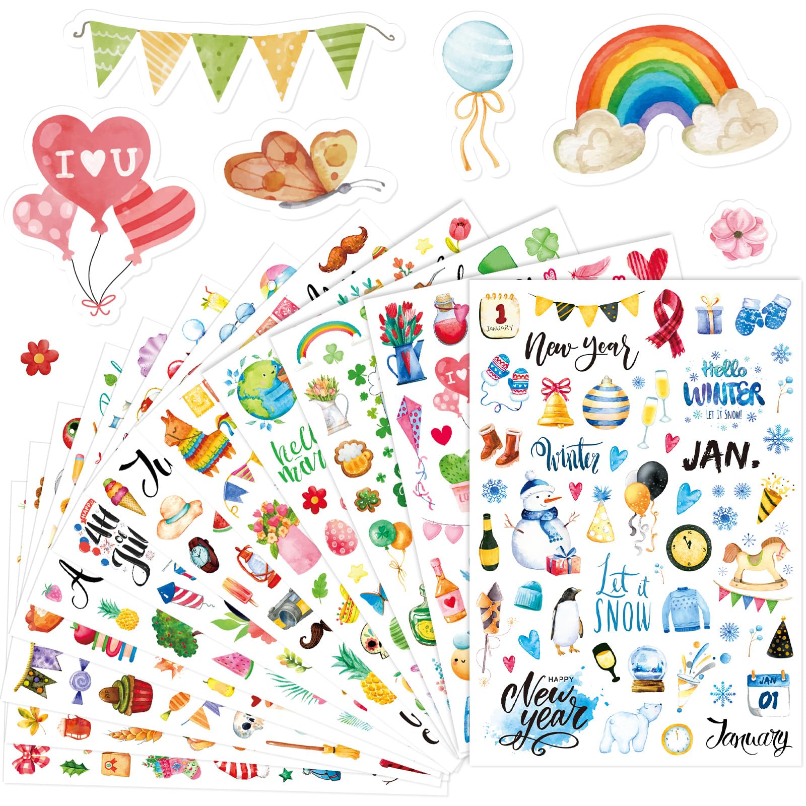 FindFunFine Planner Stickers Monthly Daily Planners Celebrations Planner Stickers for Calendar Decorating Vintage Holiday Seasonal Happy Scrapbook Stickers Calendar Journaling Stickers Gifts