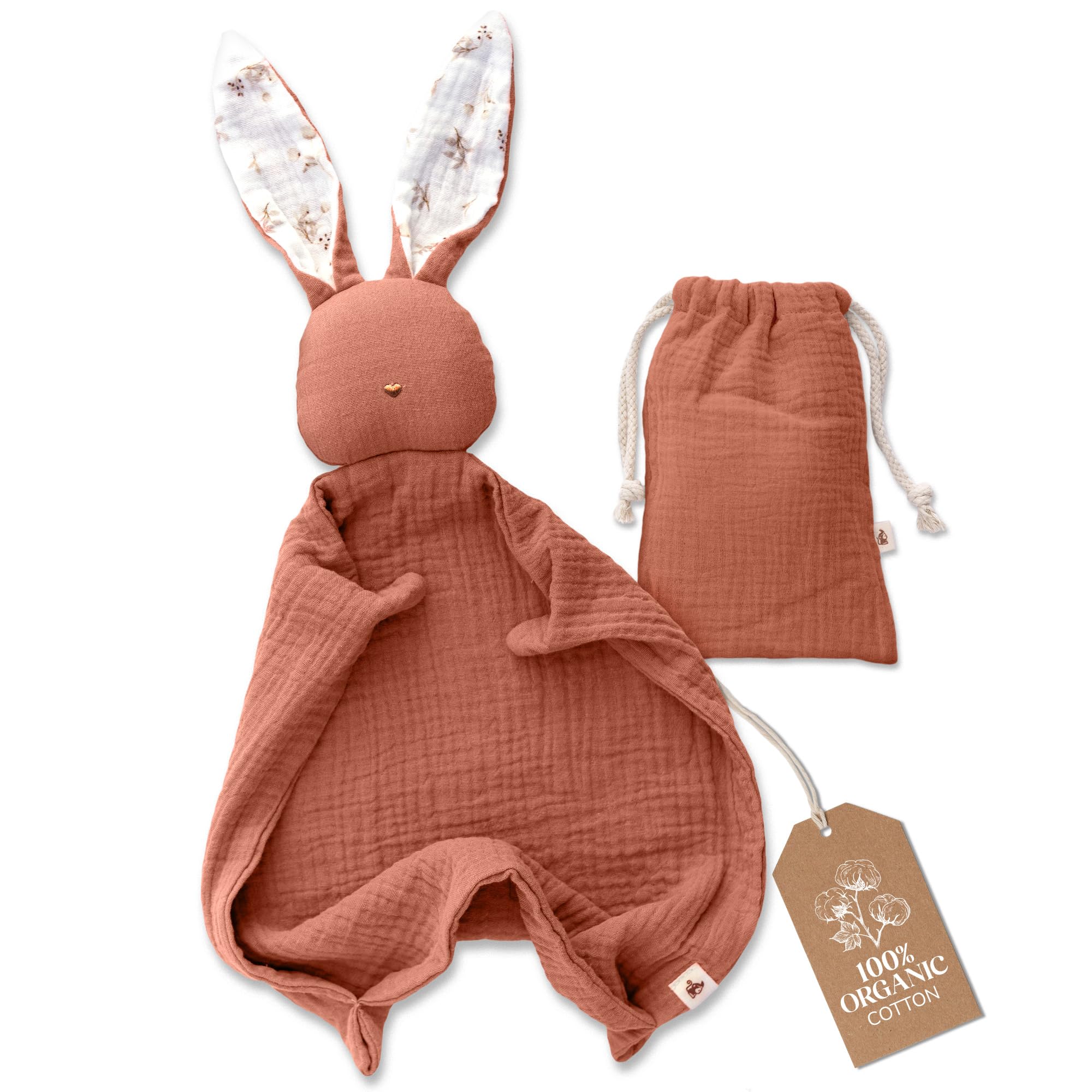 Mikito Organic Cotton Baby Muslin Lovey Bunny - Oeko-TEX & GOTS Certified - Security Blanket & Perfect Loveys for Babies - Unisex New Baby Gift for Ultimate Comfort & Peaceful Dreams โ image 1